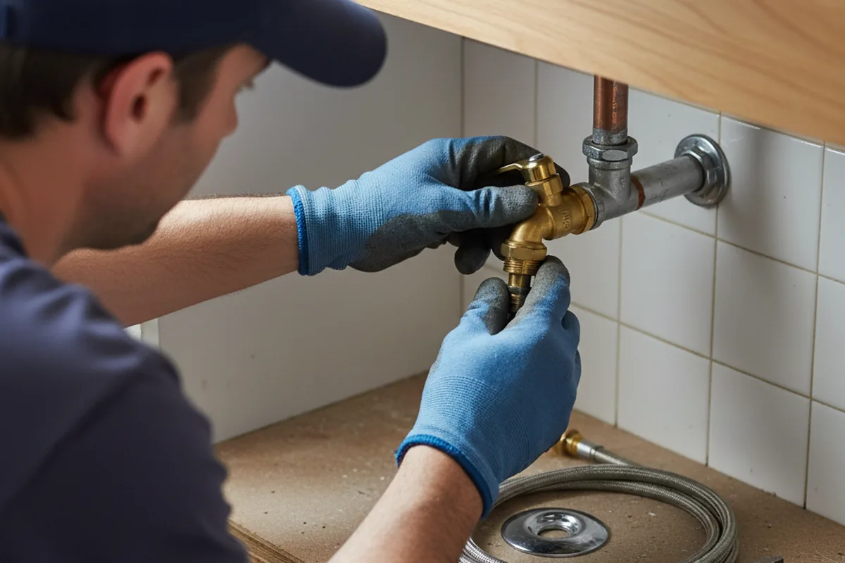 Shutoff valve and fitting work during Burst Pipe Repair in Foster